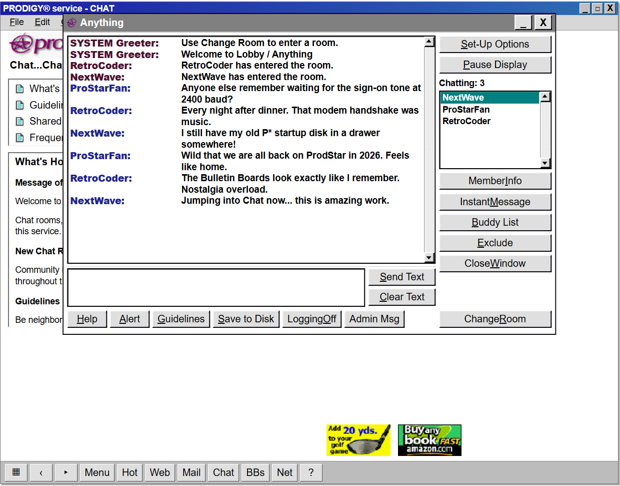 Live ProdStar Chat room with members talking